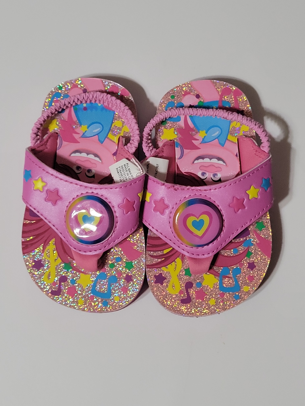 Title: DreamWorks Trolls Pink Glitter Flip Flops Sandals Girls Size 5/6